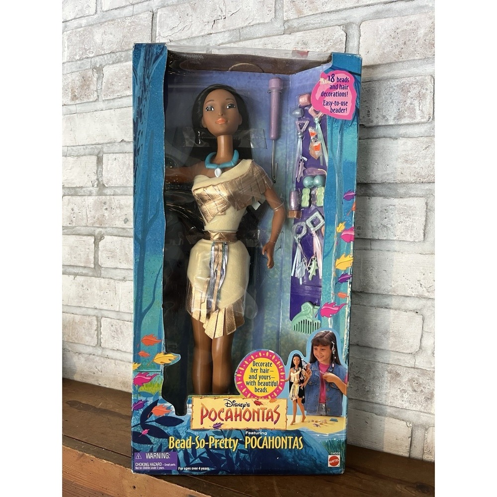 Mattel USA 18" inch Walt Disney POCAHONTAS BEAD-SO-PRETTY Doll New In Box 1995